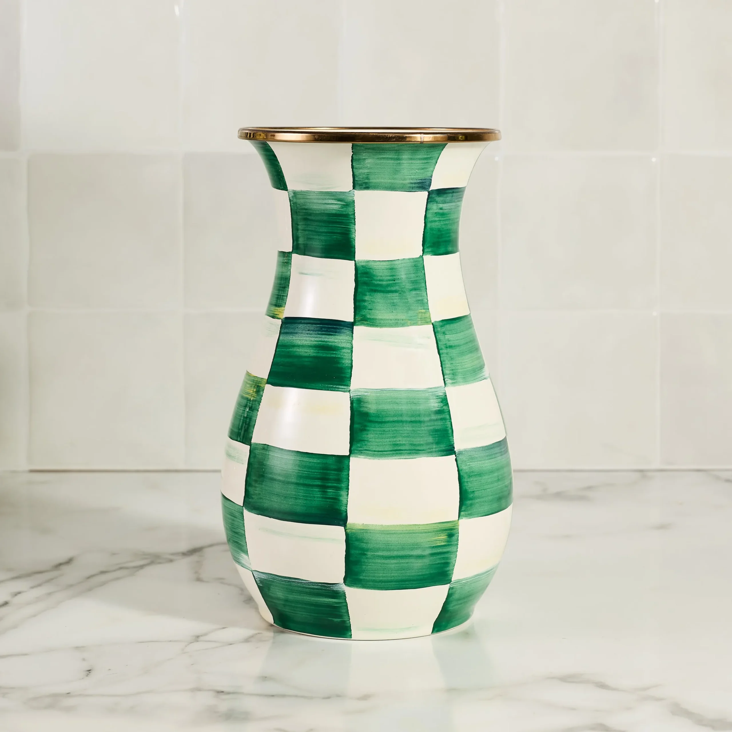 Emerald Check Tall Vase