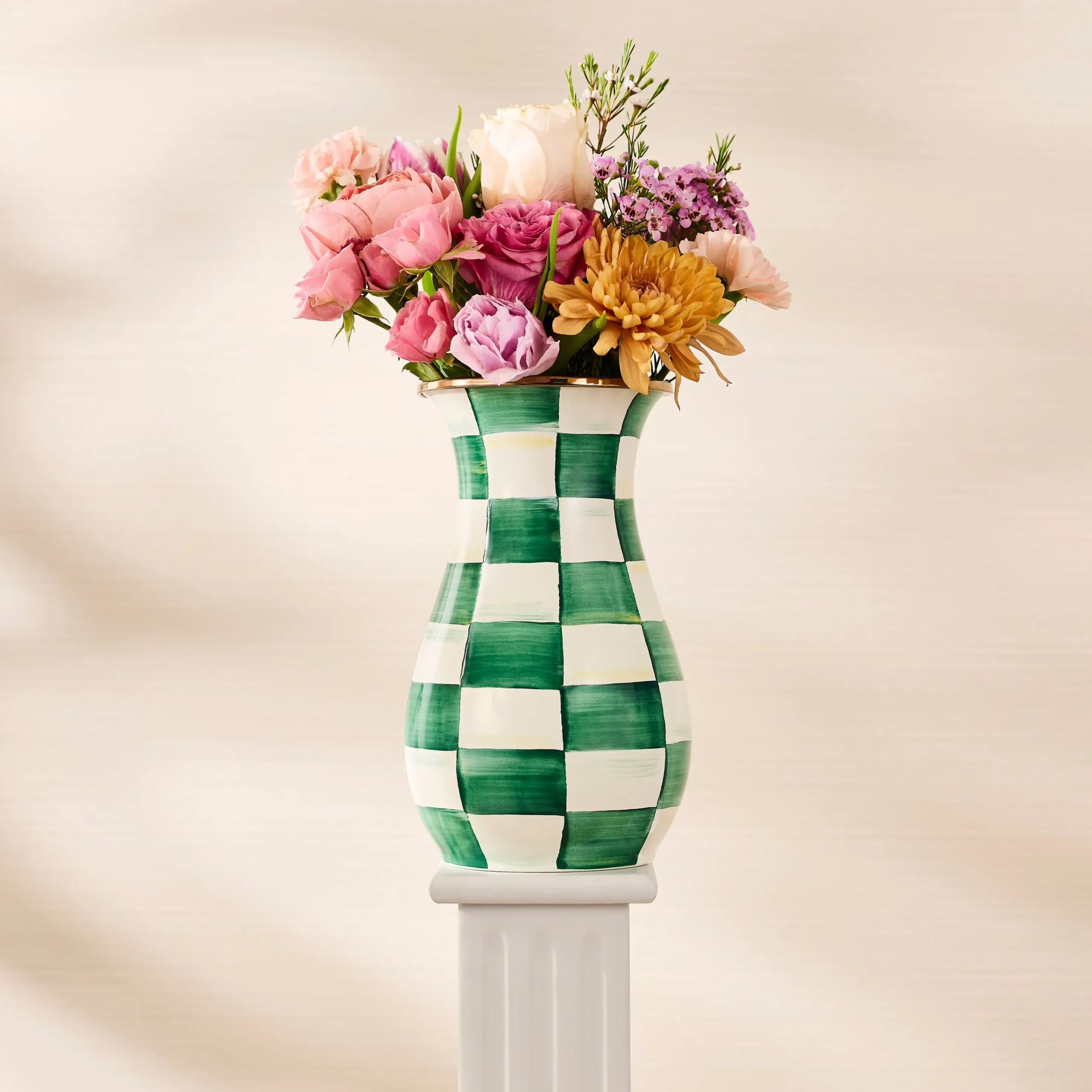 Emerald Check Tall Vase