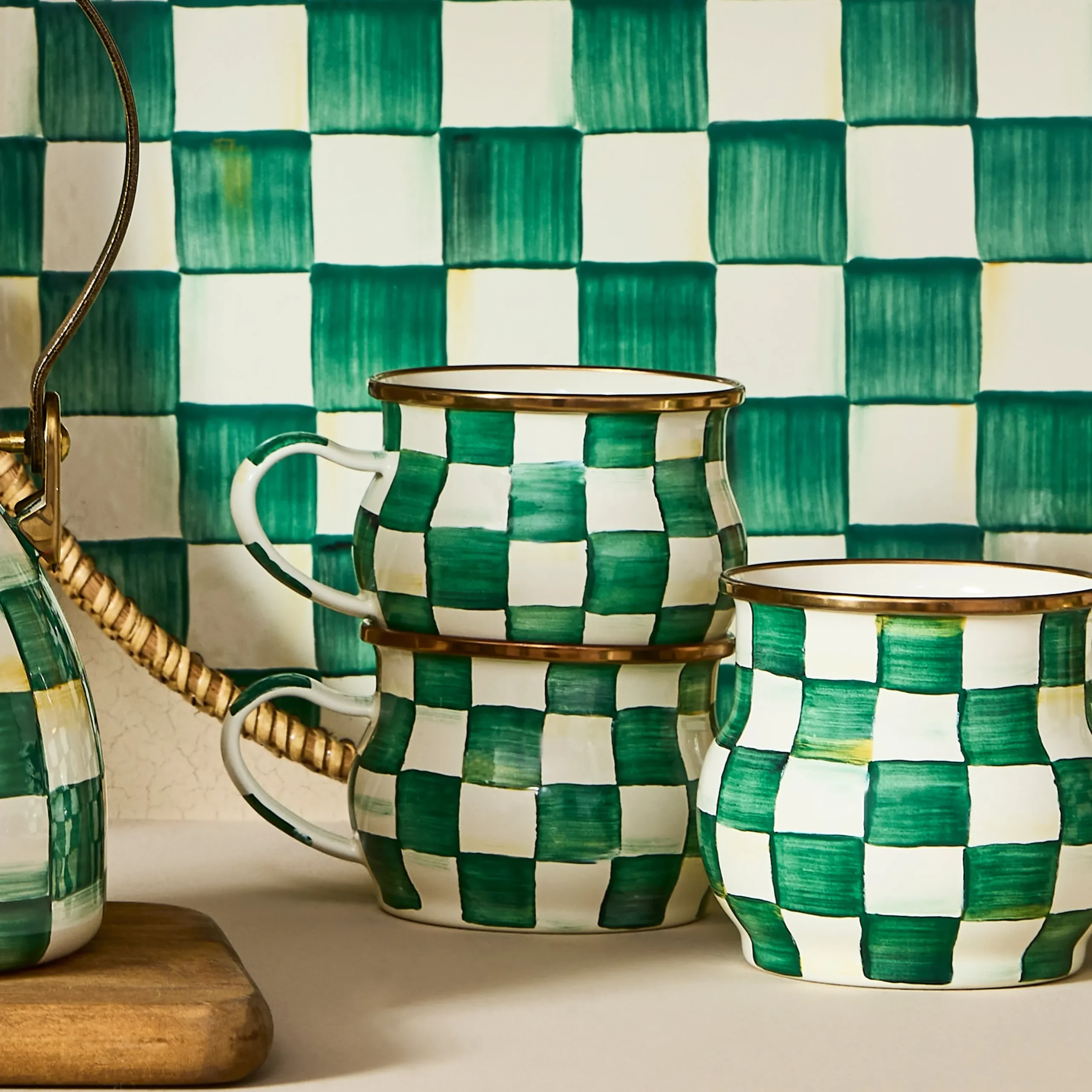 Emerald Check Teacup