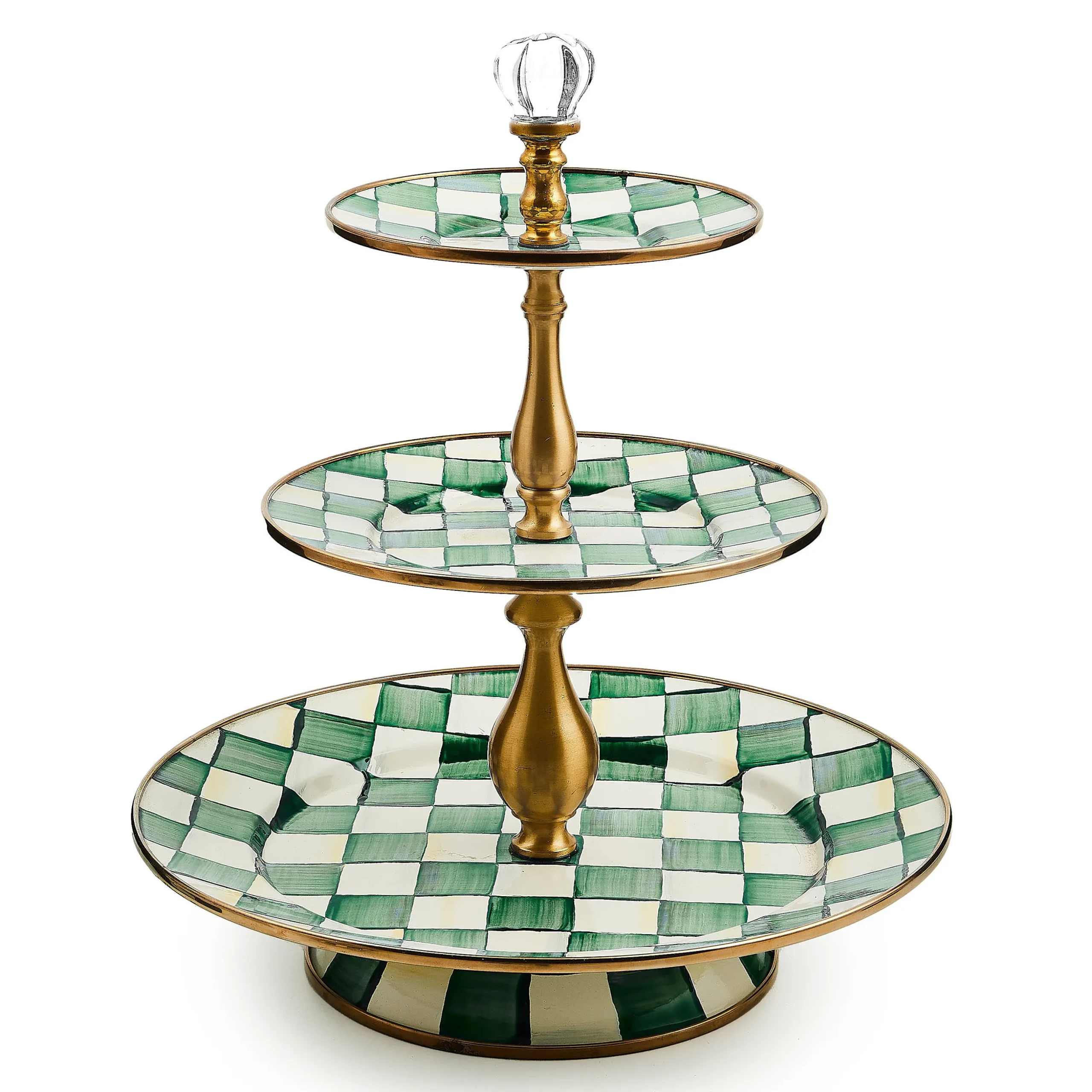 Emerald Check Three Tier Sweet Stand