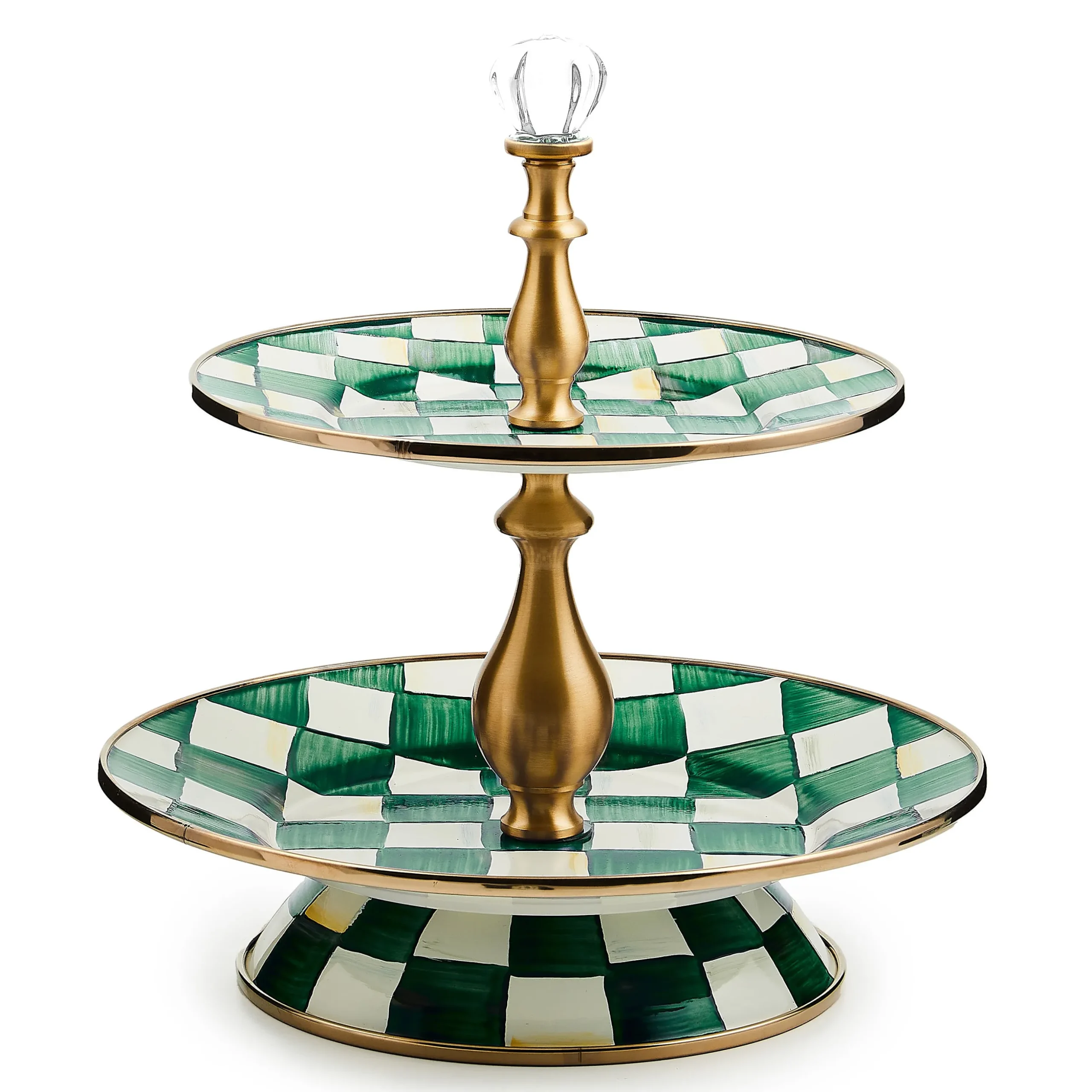 Emerald Check Two Tier Sweet Stand