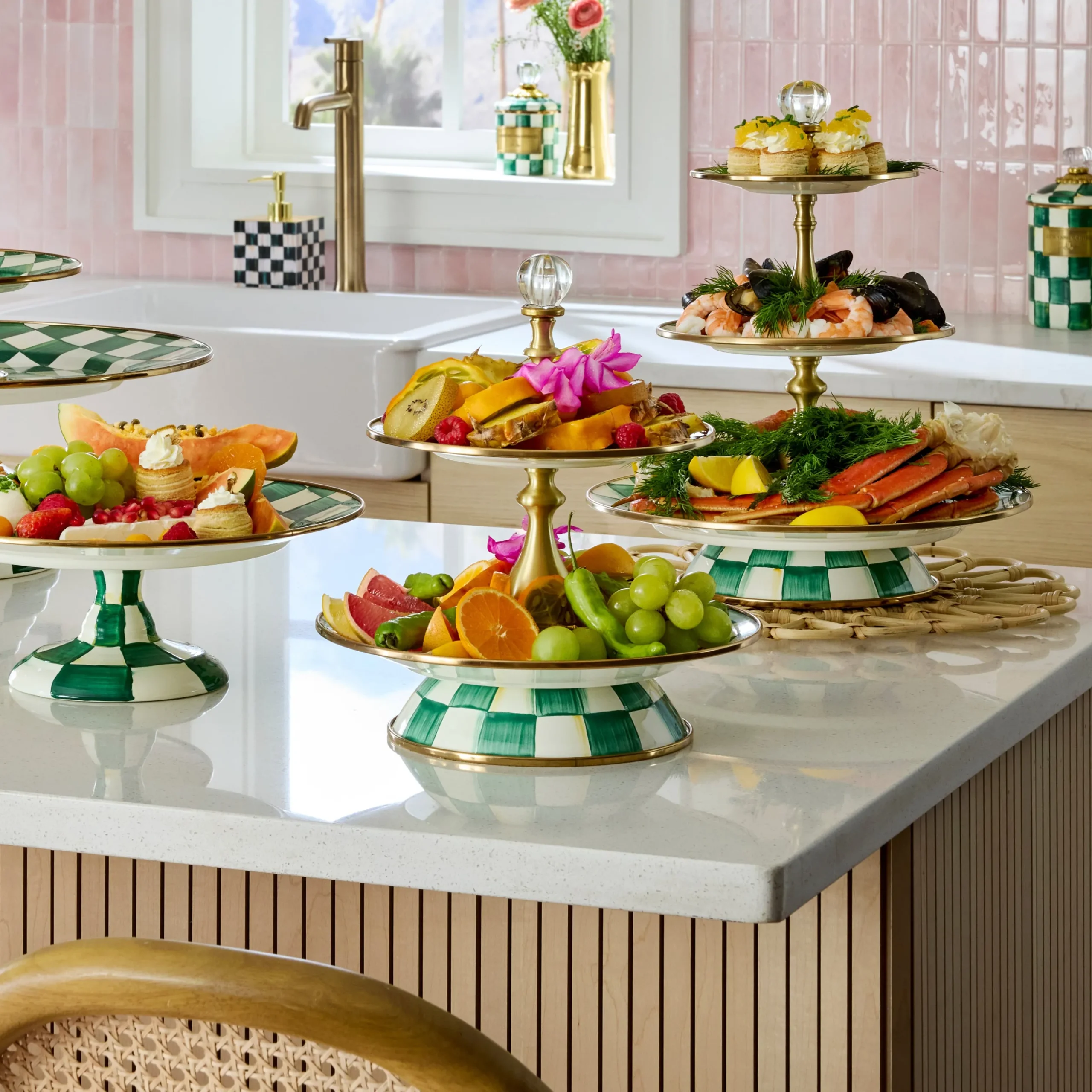 Emerald Check Two Tier Sweet Stand