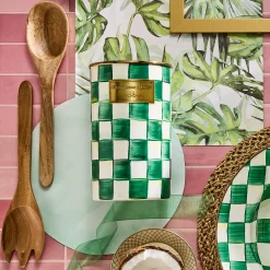 Emerald Check Utensil Holder