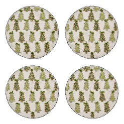 Farmhouse Trees Round Beaded Placemat, Set of 4