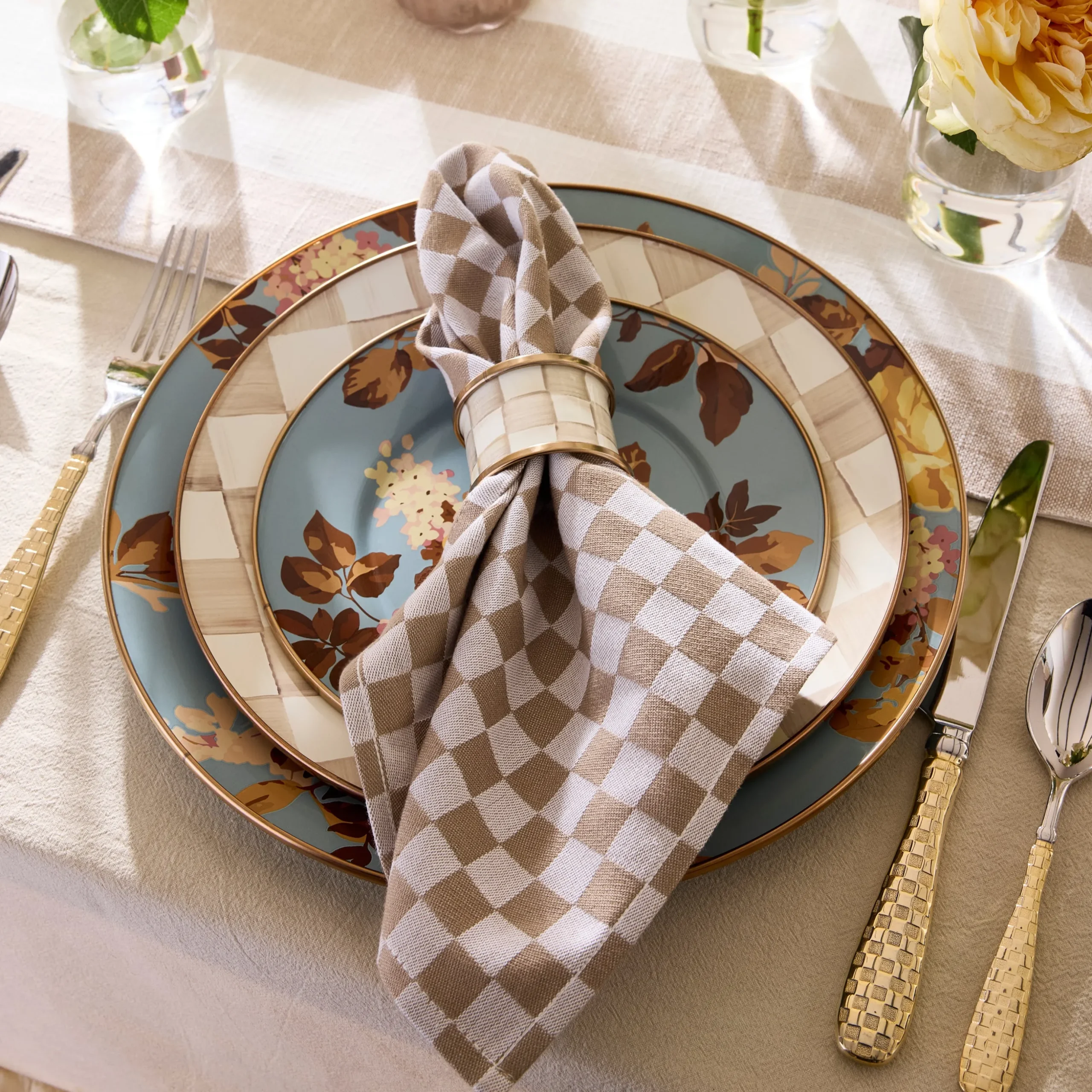 Flax Check Napkin, Set of 4