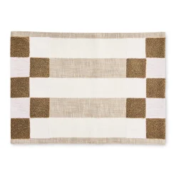Flax Checks and Stripes Placemats, Set of 4