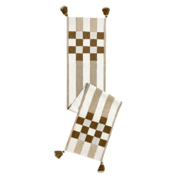 Flax Checks and Stripes Table Runner