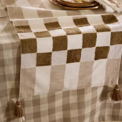 Flax Checks and Stripes Table Runner