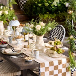 Flax Checks and Stripes Table Runner