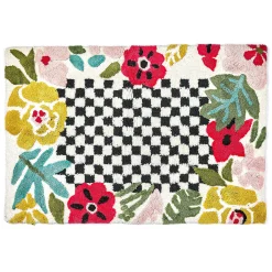 Flower Checkerboard Bath Rug