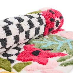 Flower Checkerboard Bath Rug