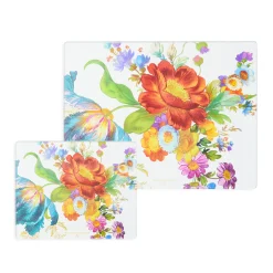 Flower Market Glass Cutting Boards, Set of 2