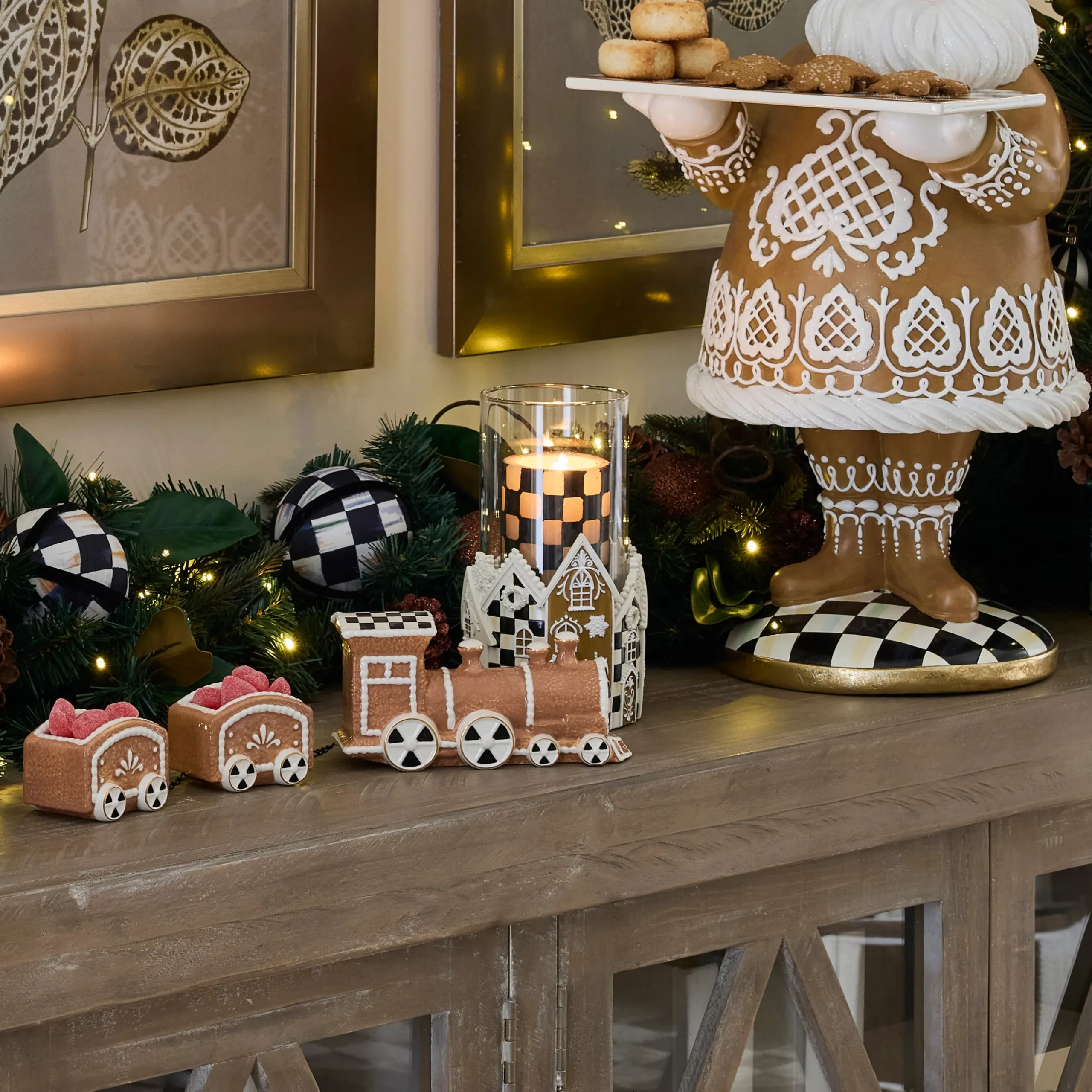 Gingerbread Village Pillar Candle Holder