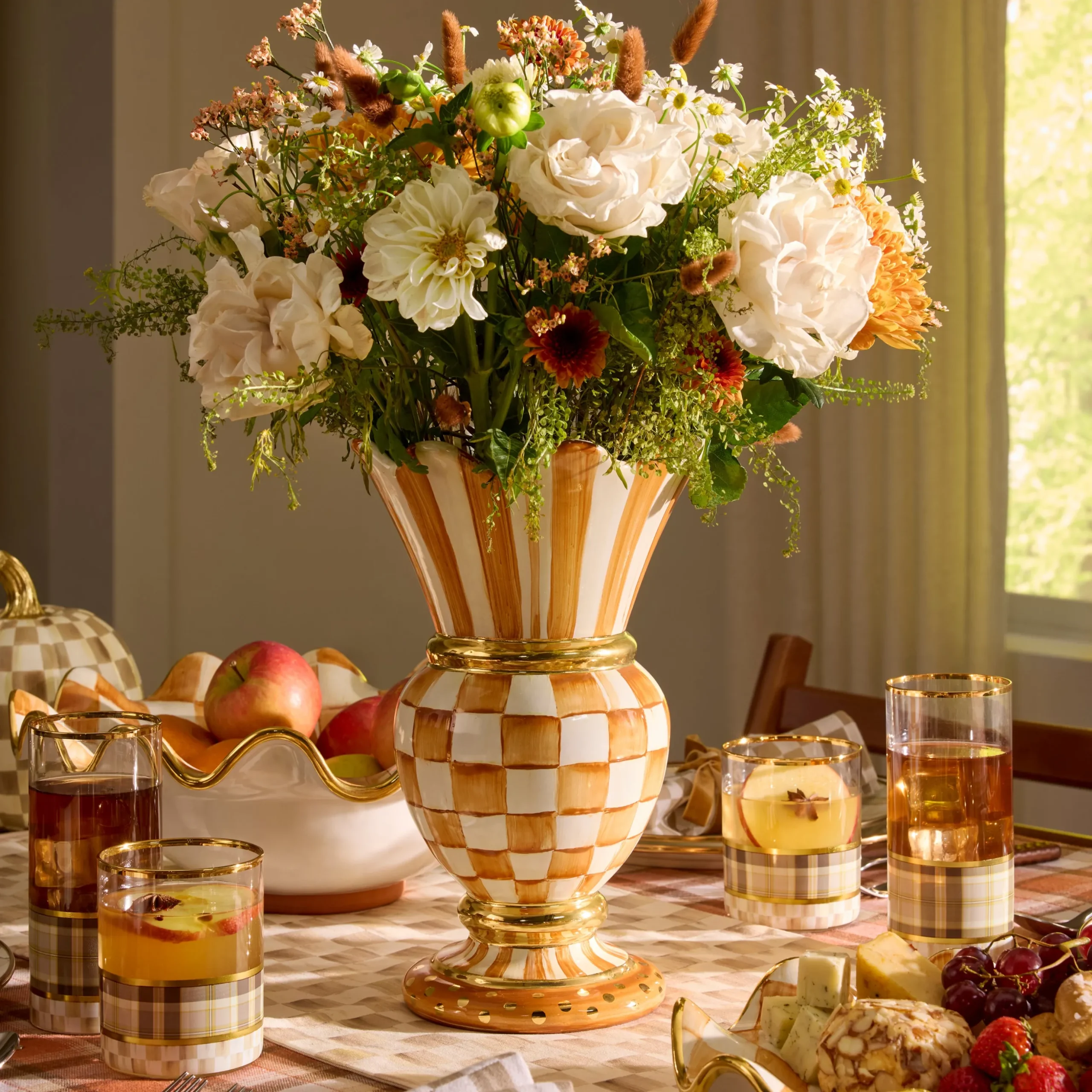Ginger Check Ceramic Great Vase