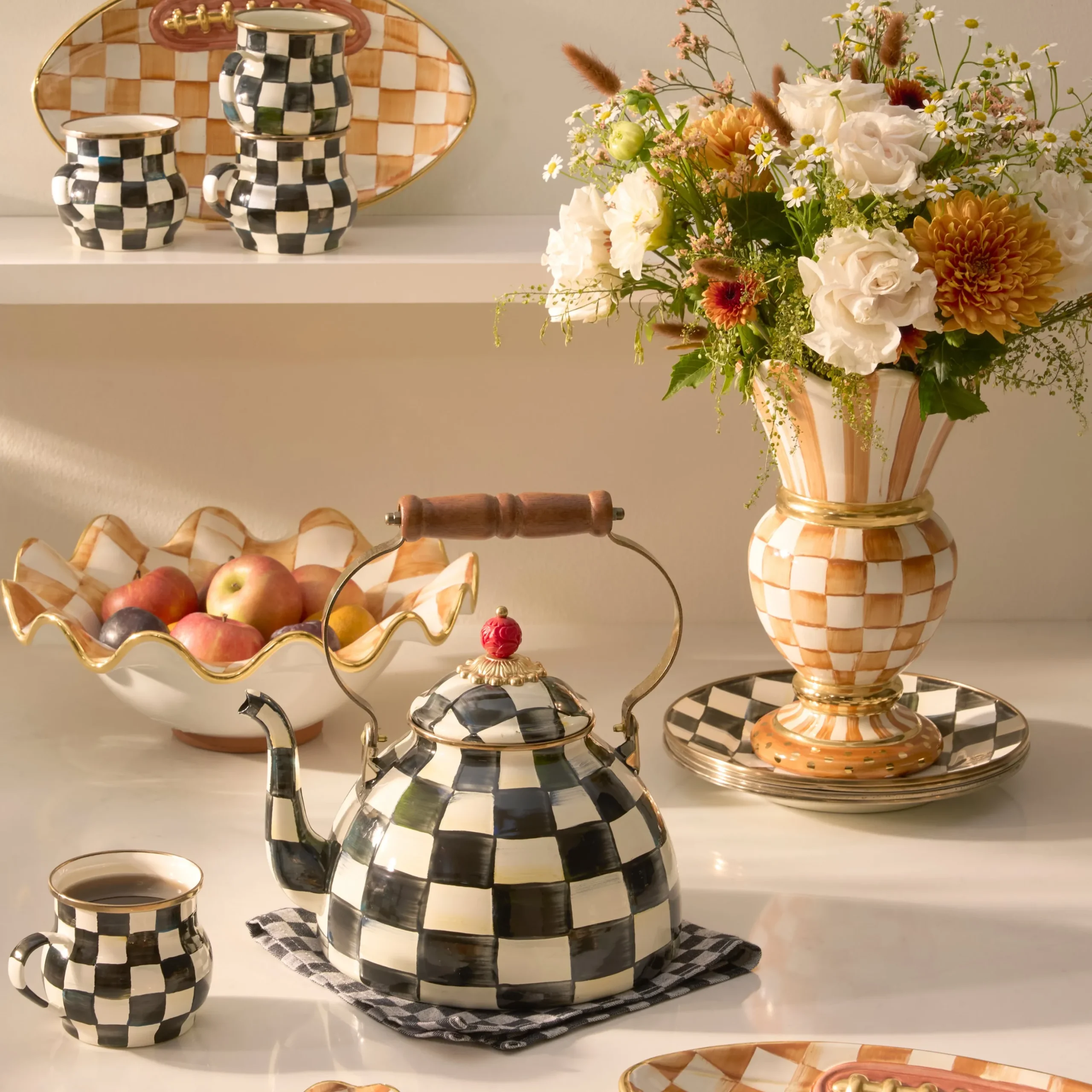 Ginger Check Ceramic Great Vase