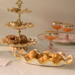 Ginger Check Ceramic Serving Platter