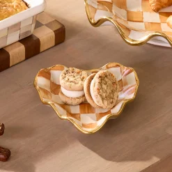 Ginger Check Fluted Heart Plate