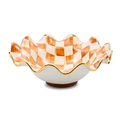 Ginger Check Medium Ceramic Fluted Serving Bowl
