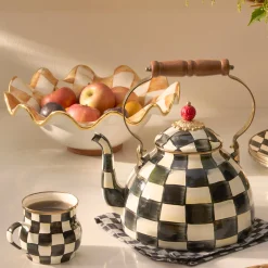 Ginger Check Medium Ceramic Fluted Serving Bowl