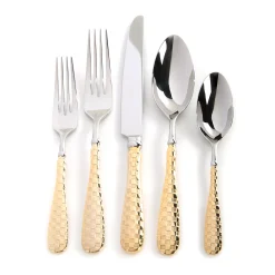 Gold Check Flatware 5-Piece Place Setting