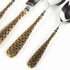 Gold Check Flatware 5-Piece Place Setting