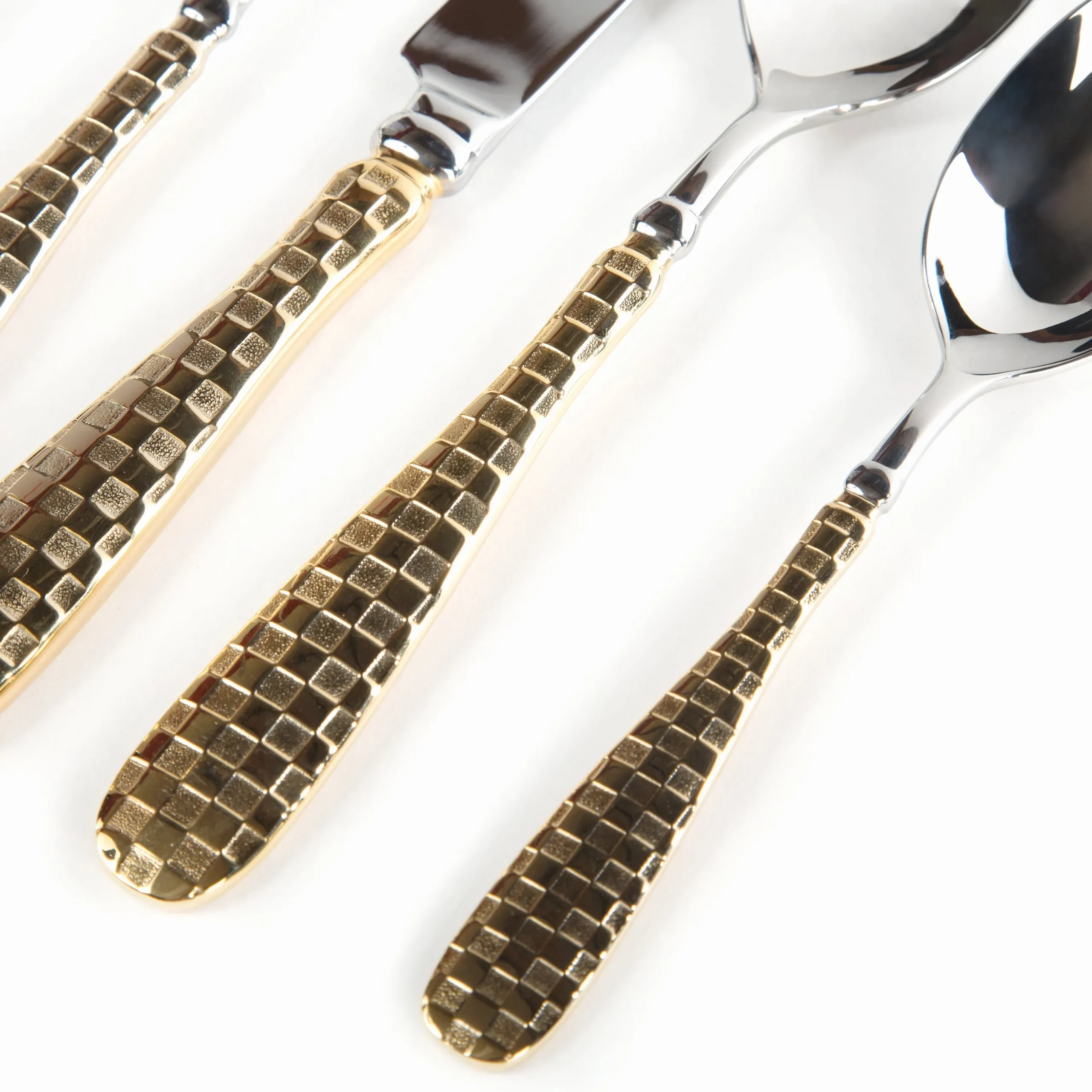 Gold Check Flatware 5-Piece Place Setting