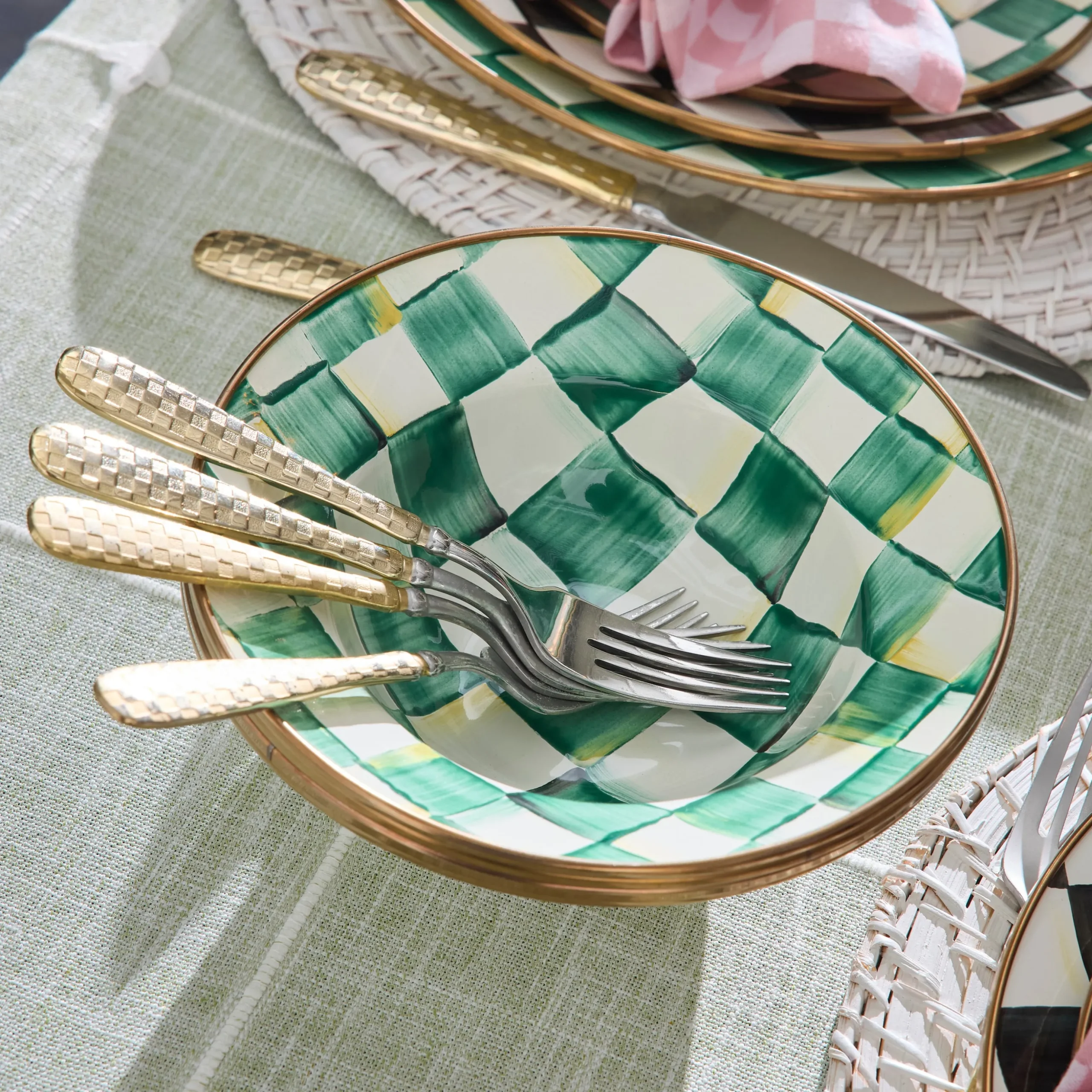 Gold Check Flatware 5-Piece Place Setting