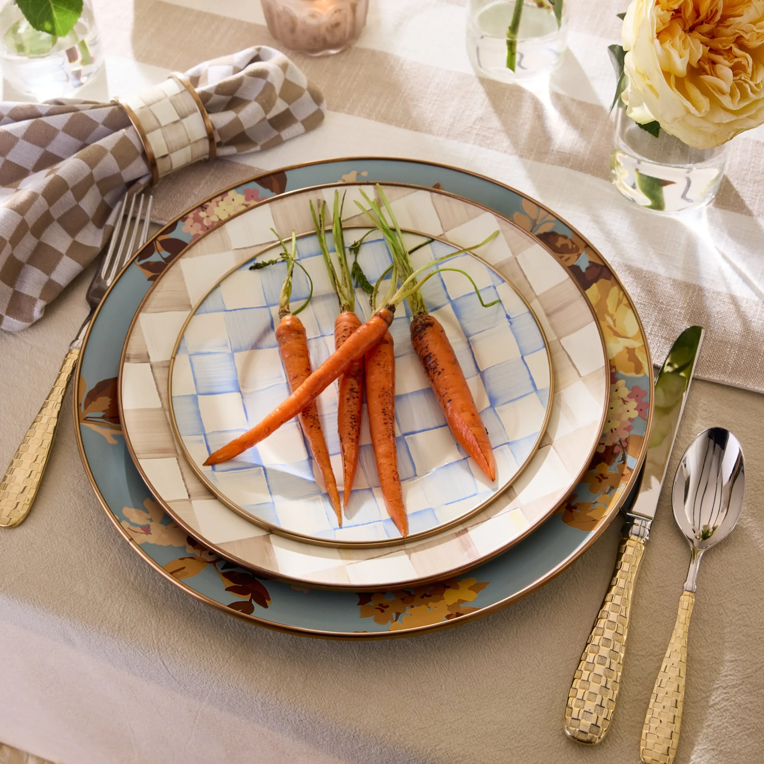 Gold Check Flatware 5-Piece Place Setting