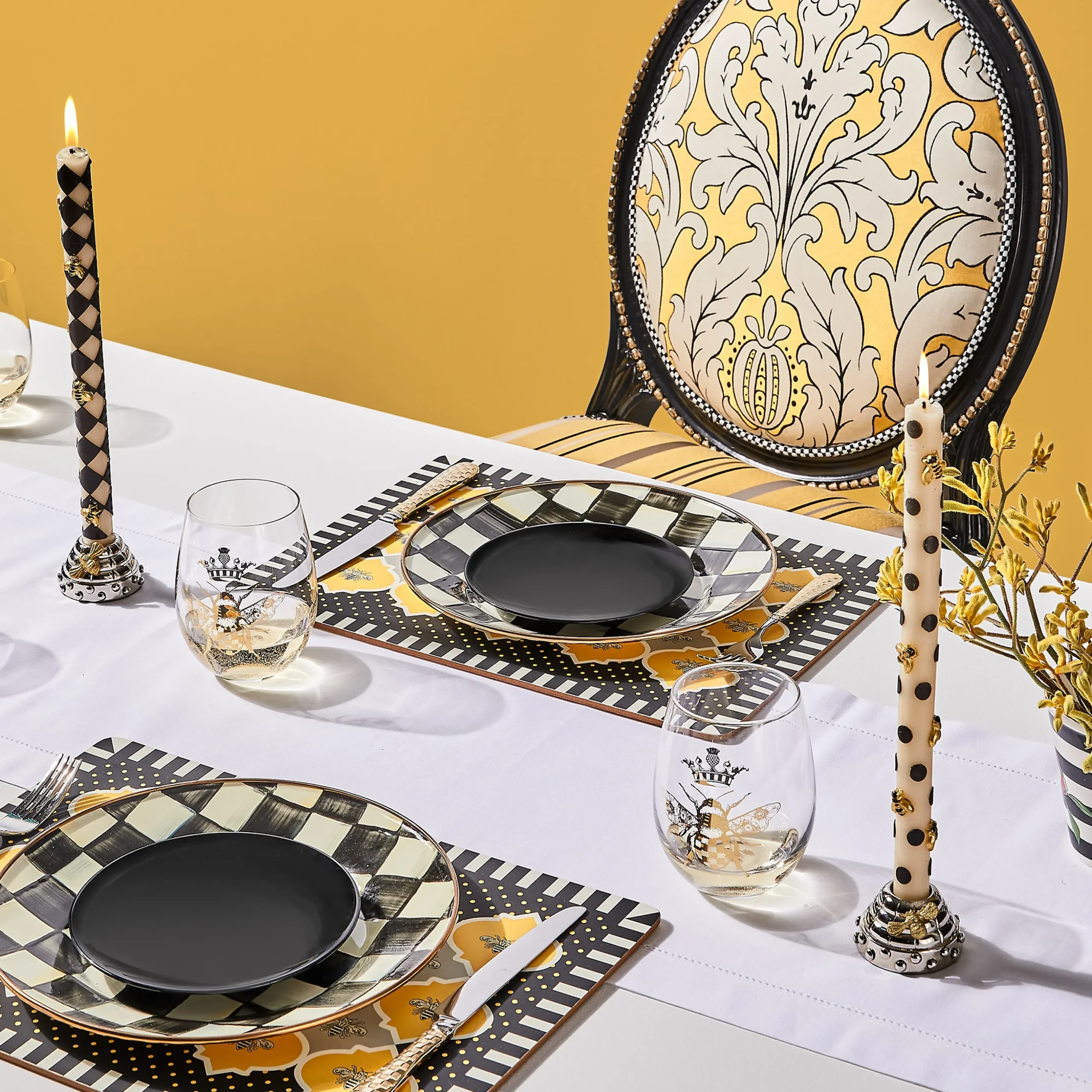 Gold Check Flatware 5-Piece Place Setting