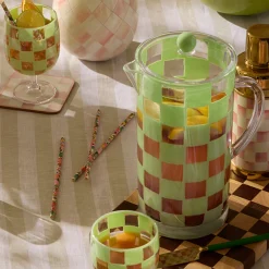 Green Check Acrylic Pitcher