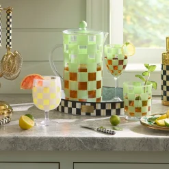 Green Check Acrylic Pitcher