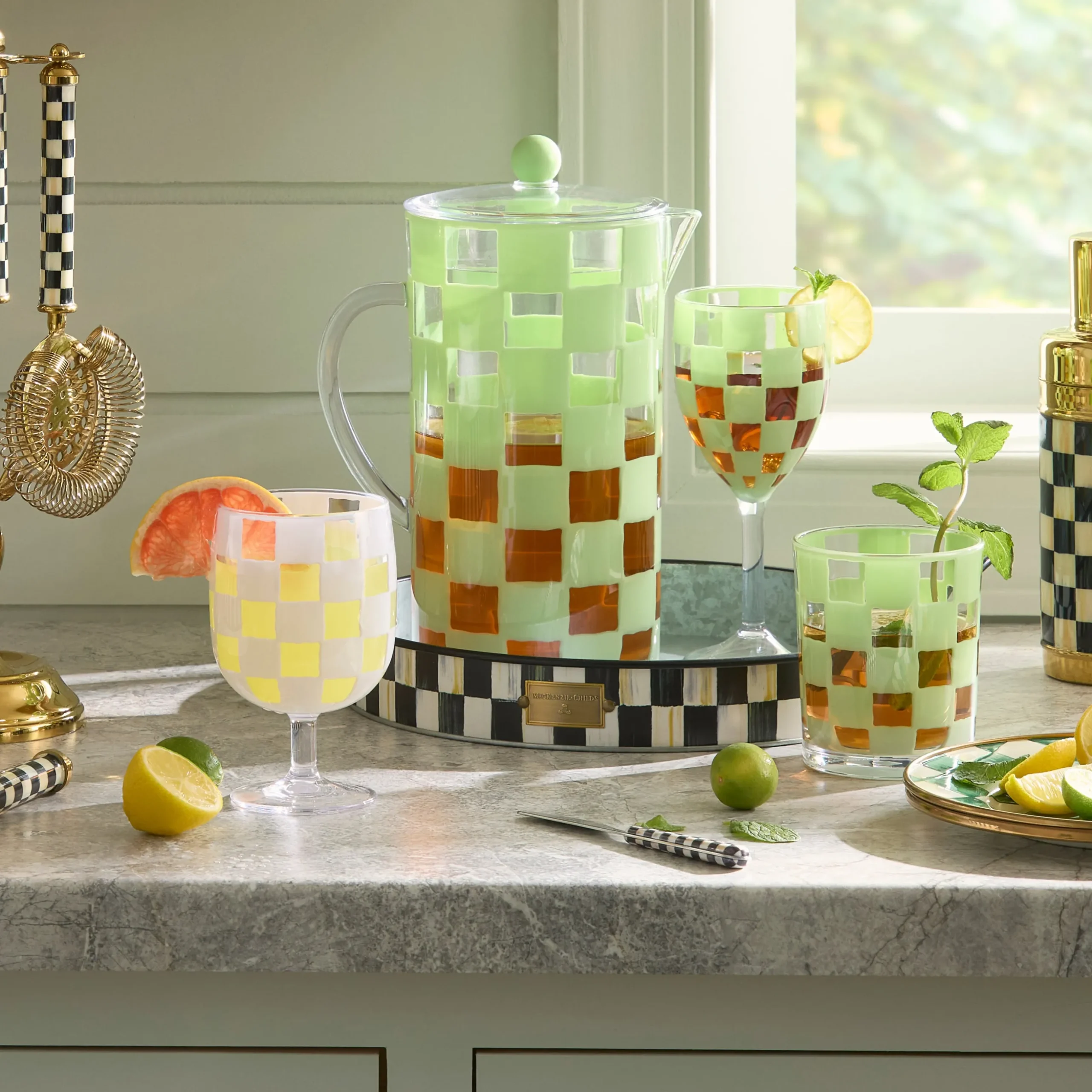 Green Check Acrylic Pitcher