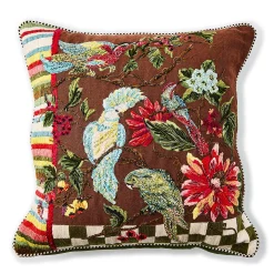 Green Check Birdsong Throw Pillow