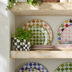 Green Check Dinner Plate