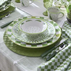Green Check Faux Leather Placemat