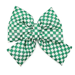 Green Check Medium Bow