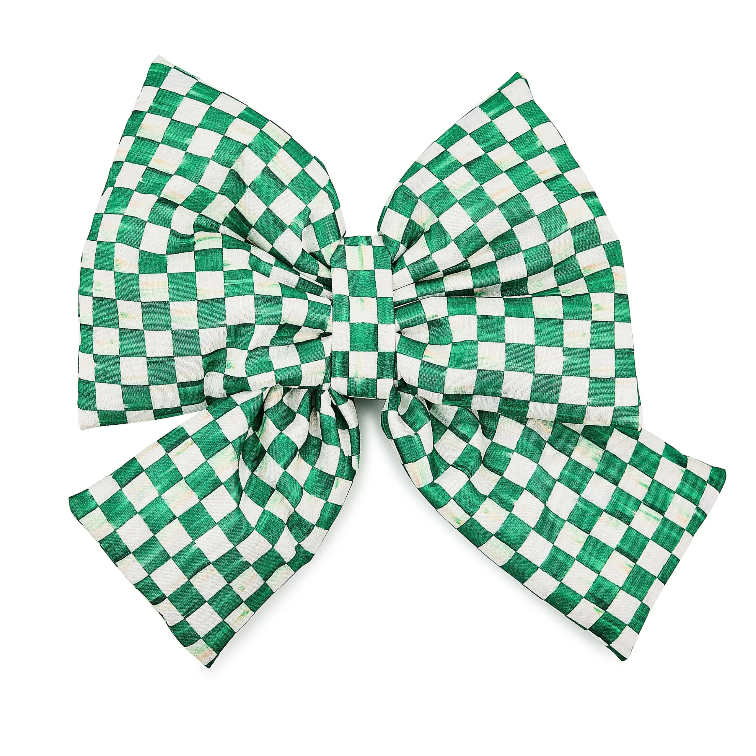Green Check Medium Bow