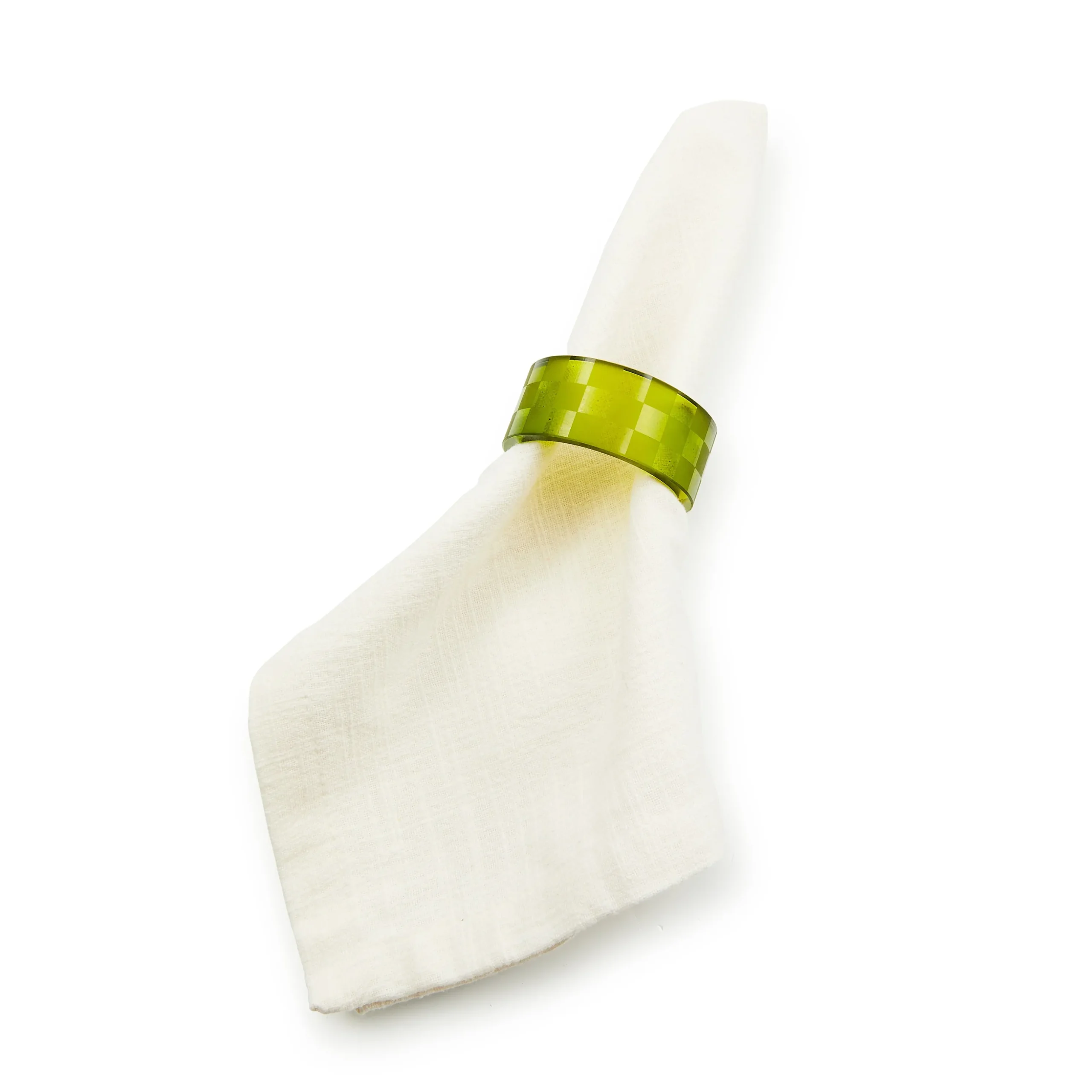 Green Check Napkin Rings, Set of 4