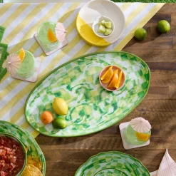 Green Marble Check Melamine Oval Platter