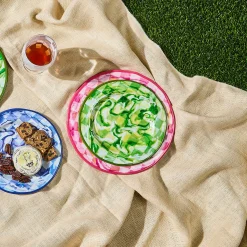 Green Marble Check Melamine Salad Plates, Set of 4