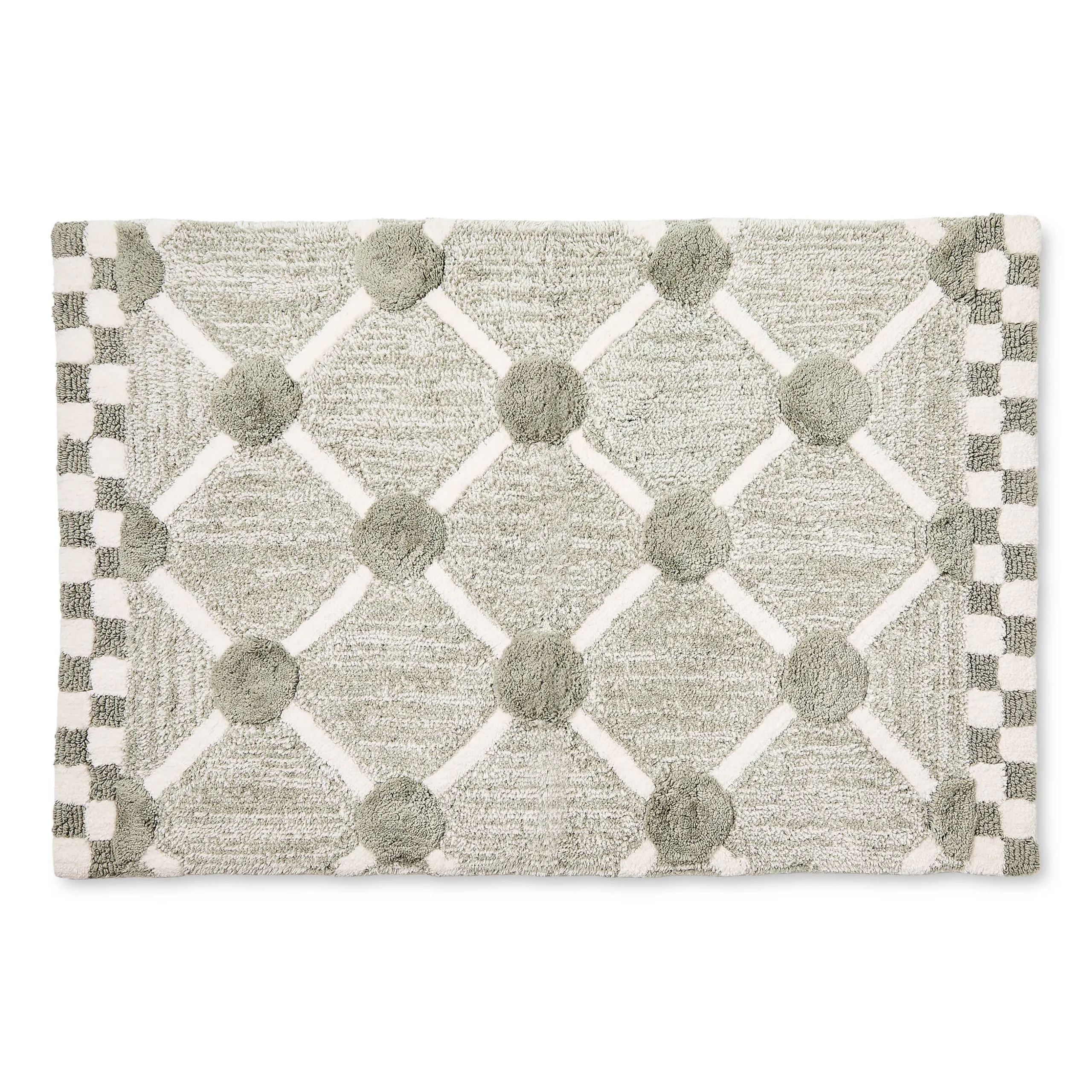 Grey Lattice & Dot Bath Rug