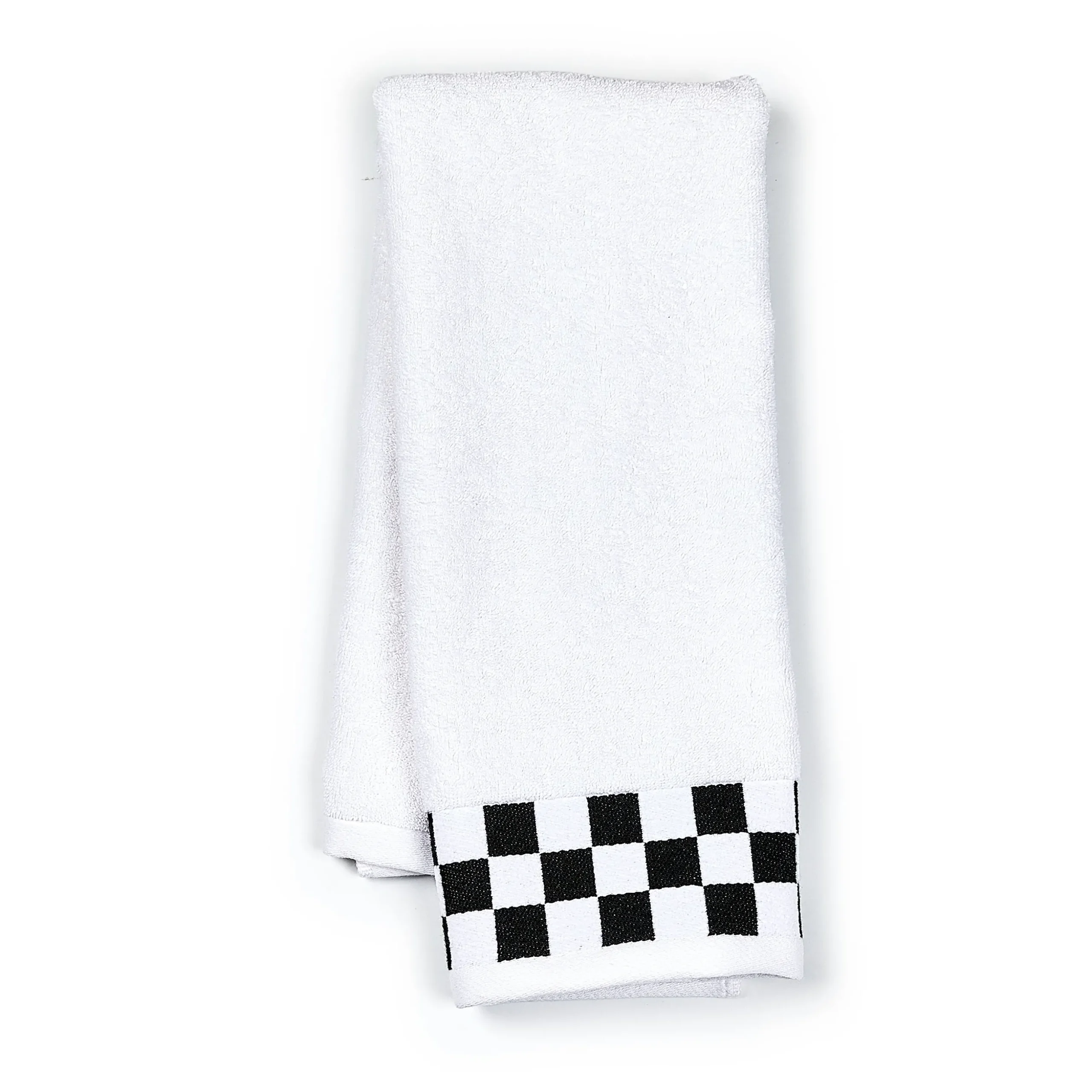 Hand Towel with Black Check Border