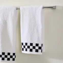 Hand Towel with Black Check Border
