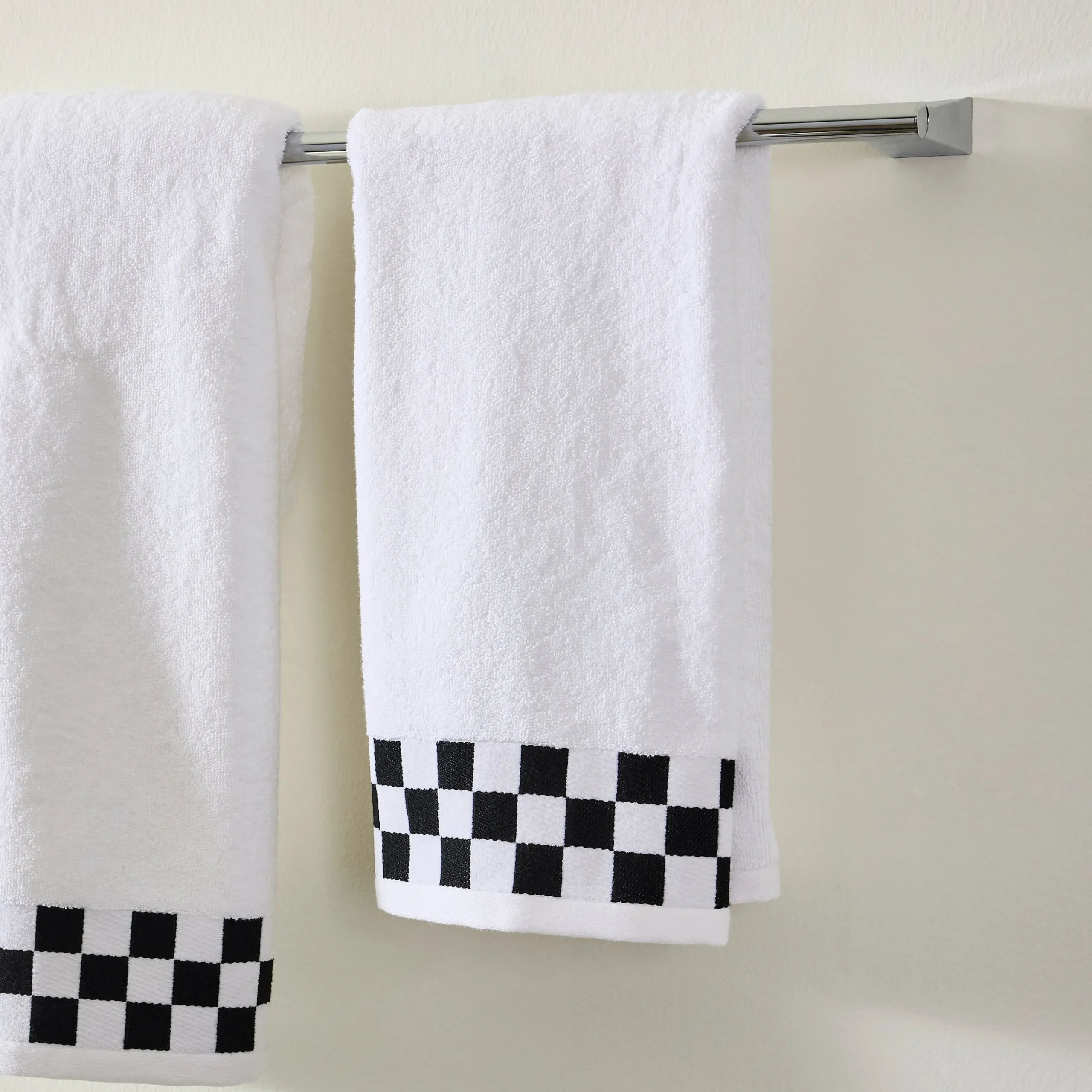 Hand Towel with Black Check Border