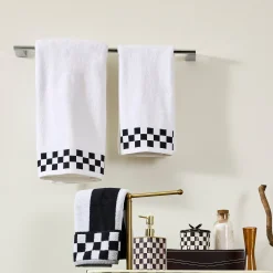 Hand Towel with Black Check Border