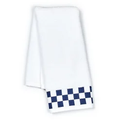 Hand Towel with Indigo Check Border