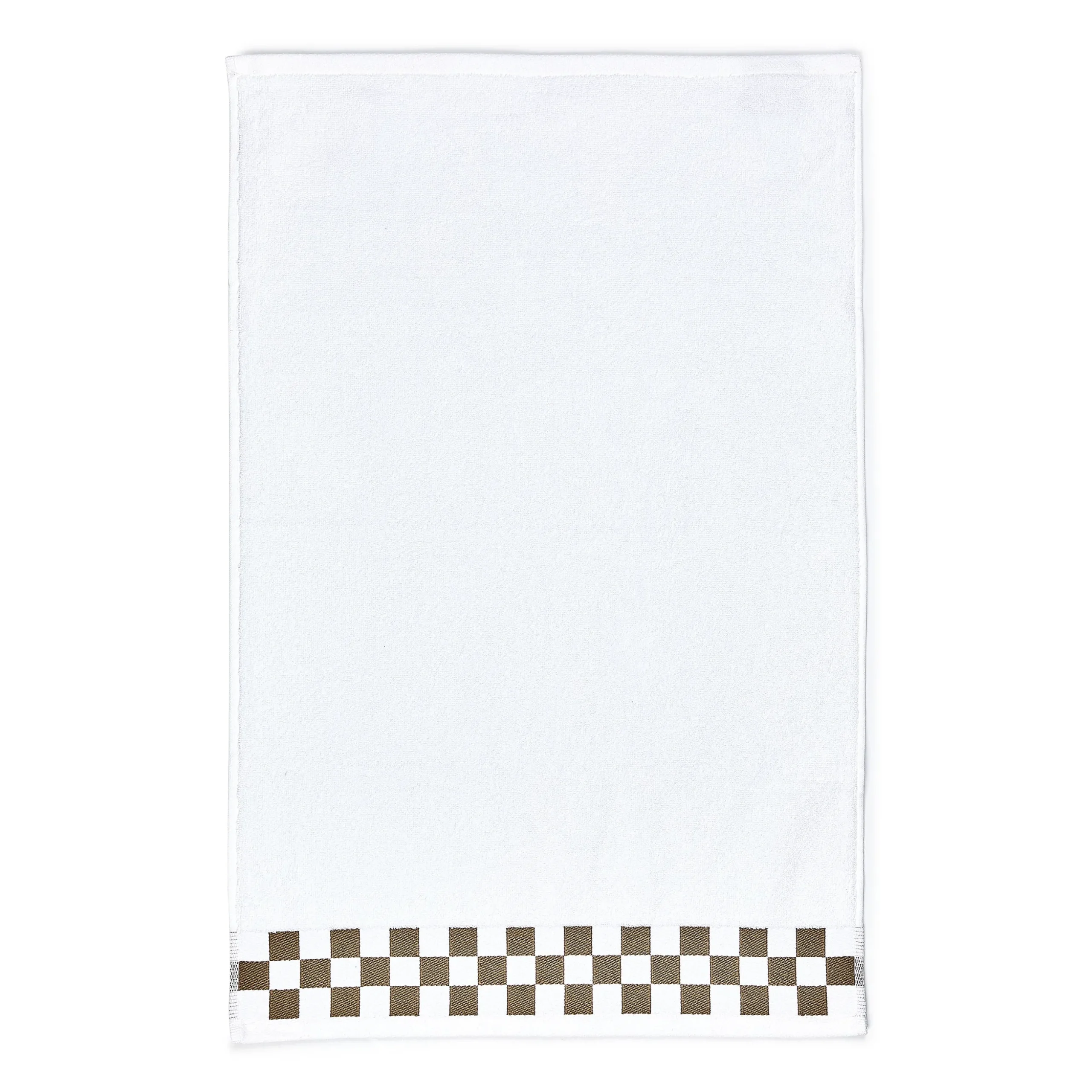 Hand Towel with Mocha Check Border