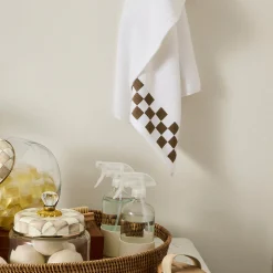 Hand Towel with Mocha Check Border