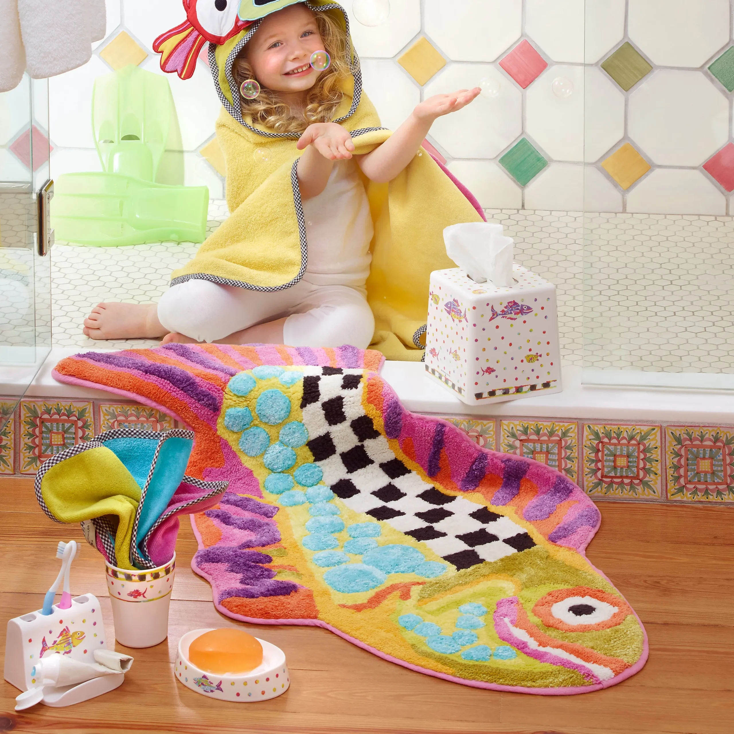 Happy Fish Bath Rug