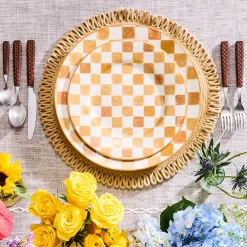Honey Check Dinner Plate